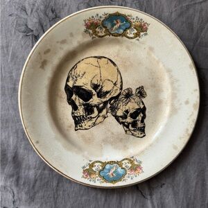 Decorative Cupid Plate with Skulls